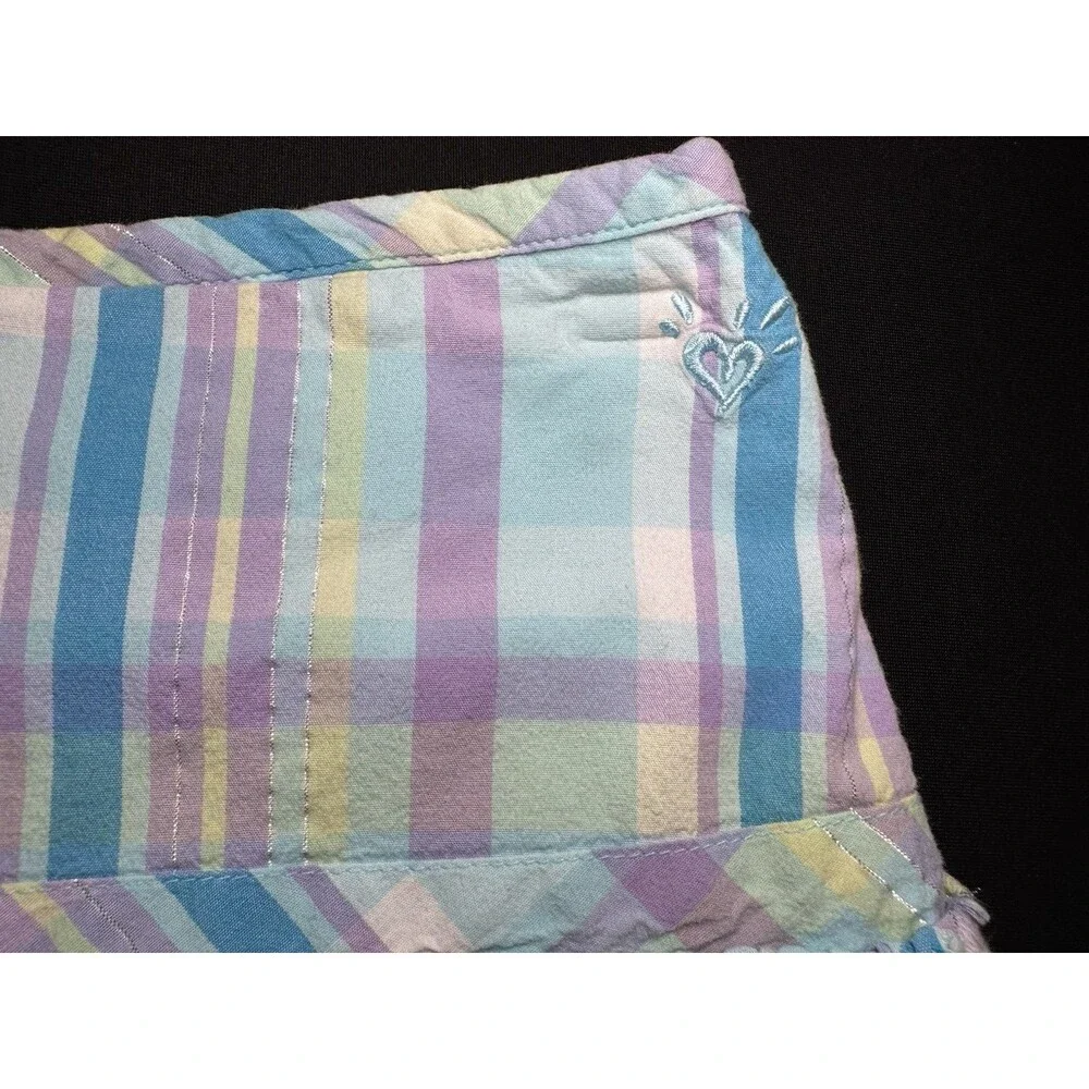 Y2K Justice Plaid Pleated Mini Skort Blue Sparkle Girls' 10 / 24